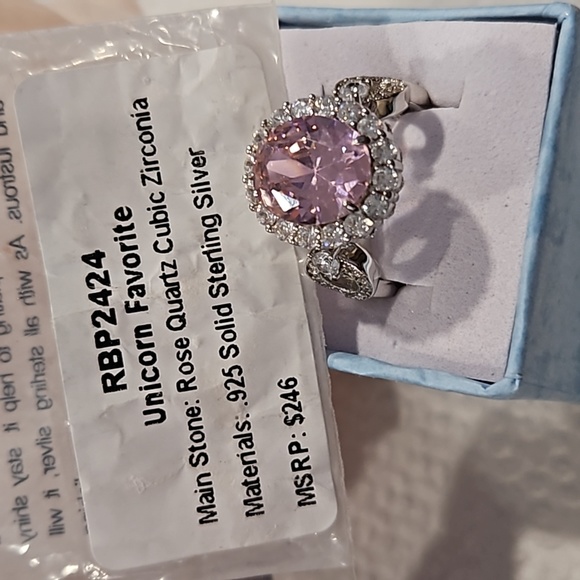 Unicorn Favorite Bomb Party Sterling RoseGold Quartz Cubic Zirconia ring size 7 - Picture 3 of 4